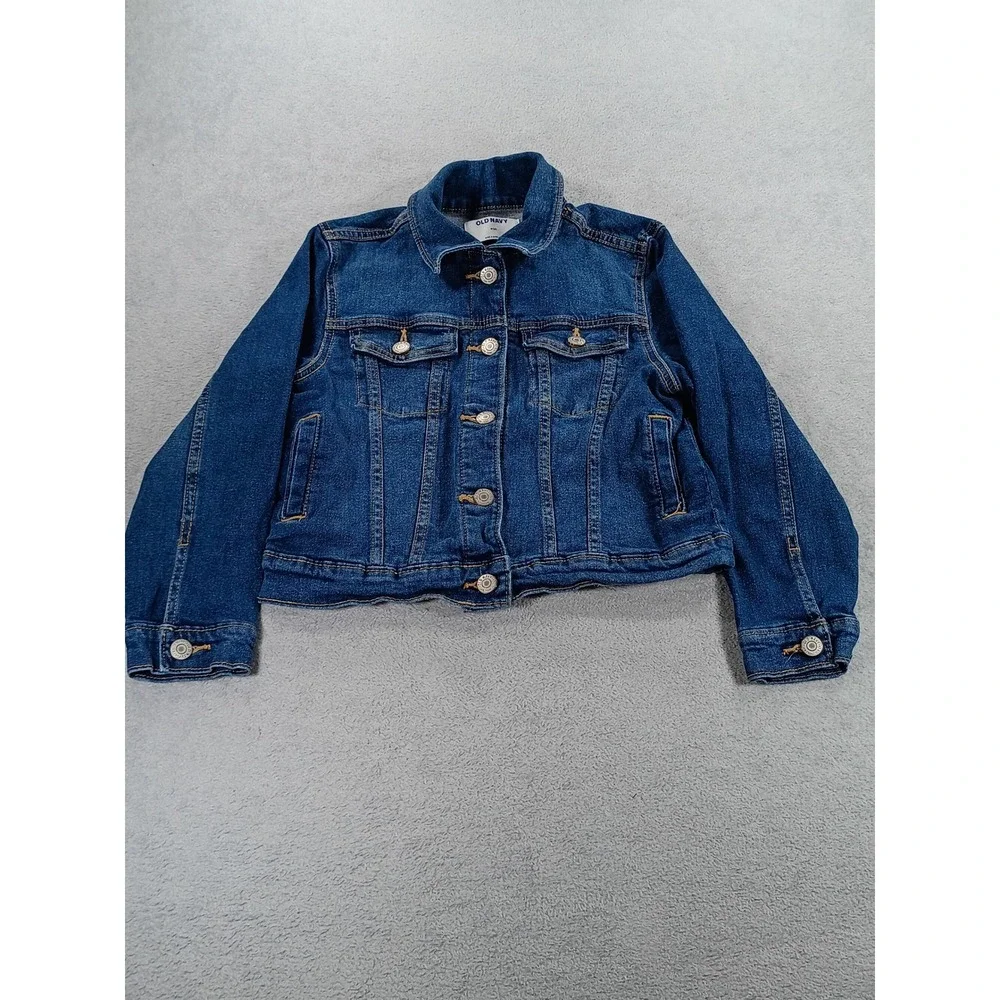 Old Navy Kids Denim Trucker Jacket Blue M (8) Stretch Cotton
